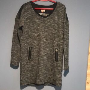 Only black faux leather trimmed tunic